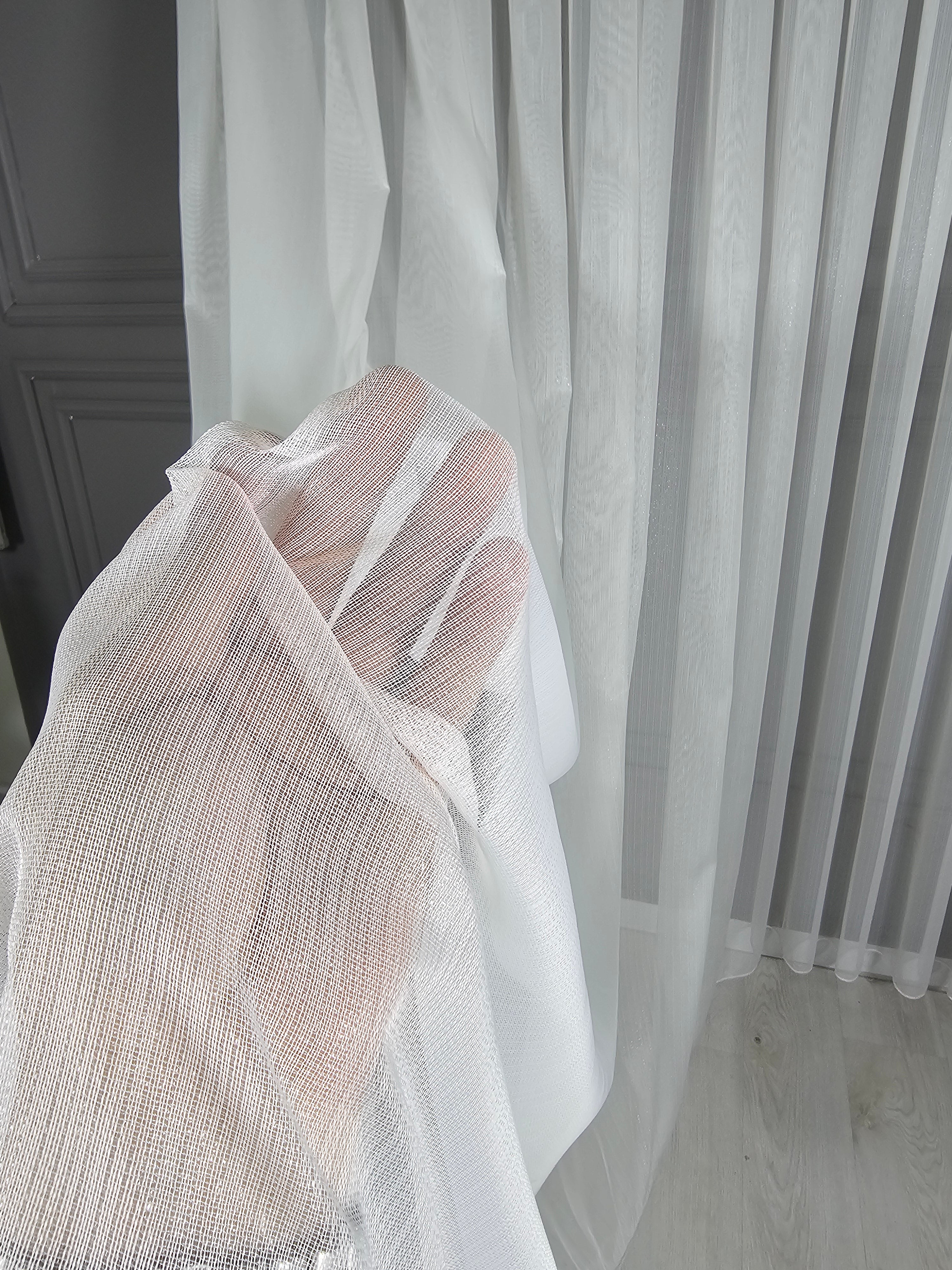 Taç Simli Bambu Tül Perde