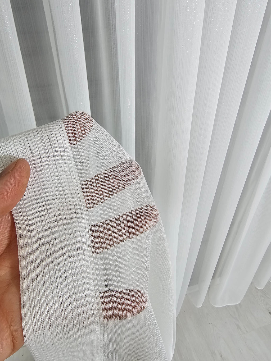 Taç Simli Bambu Tül Perde