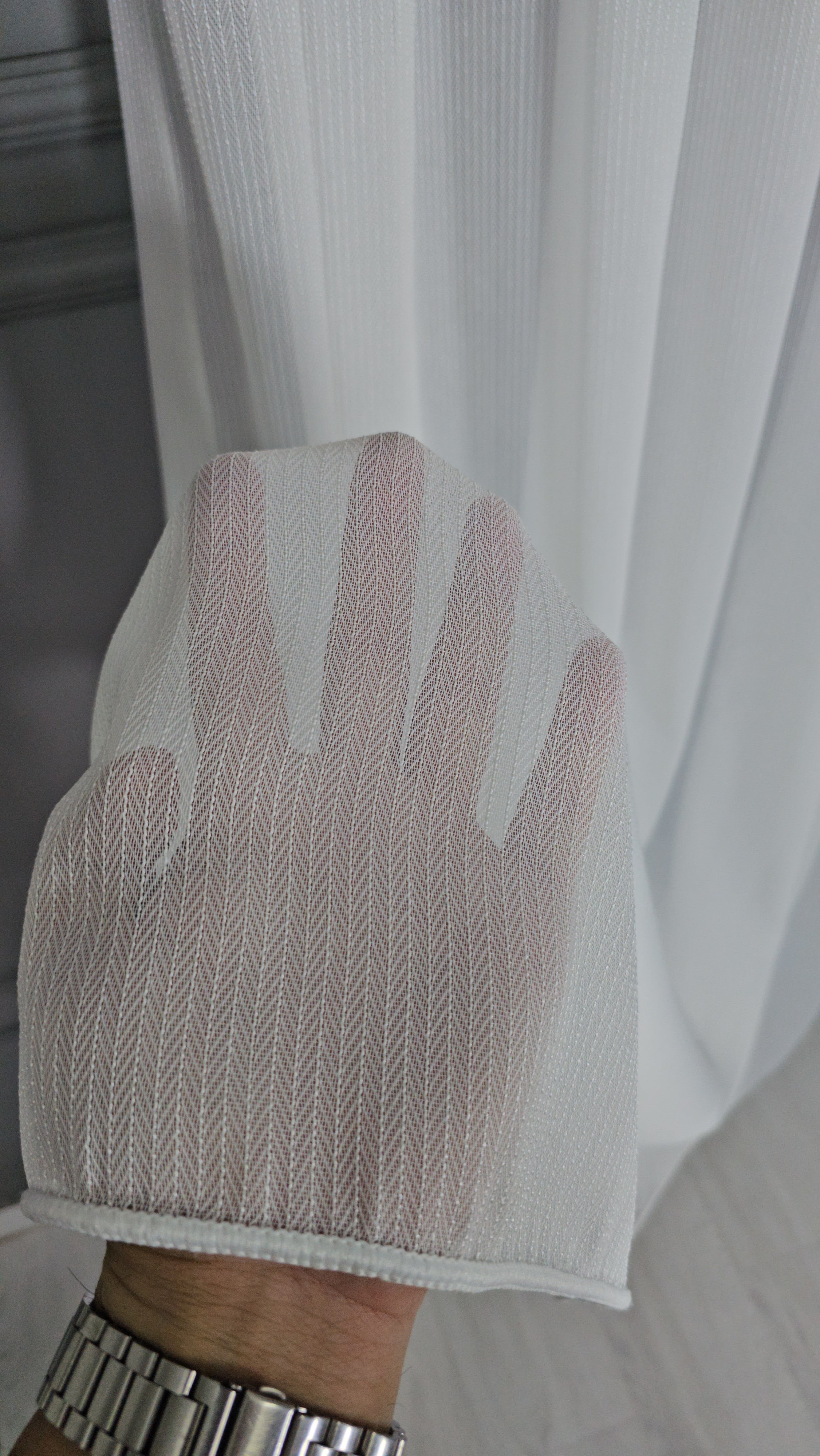 Şeritli Balık Sırtı Tül Perde